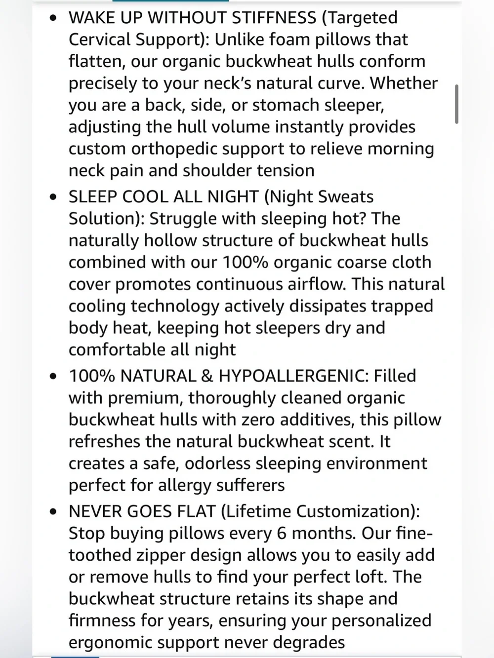 Buckwheat Hull Pillow Cervical Support for Neck Pain Relief Naturally Cooling